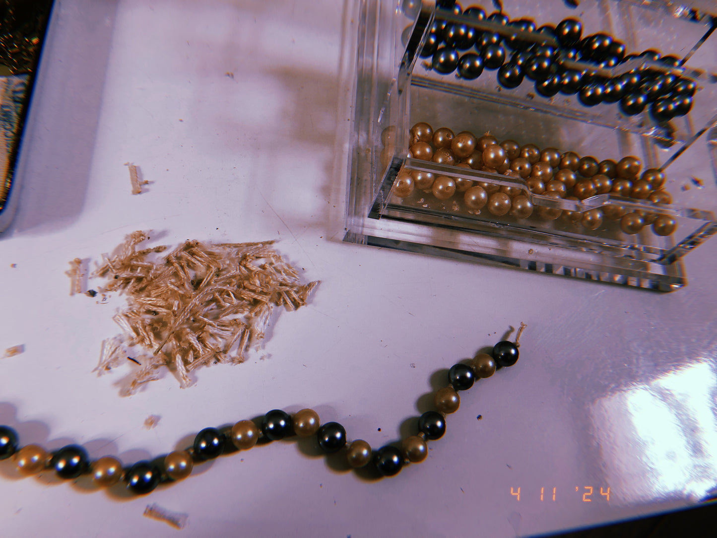 Collar perlas y vidrio Blue