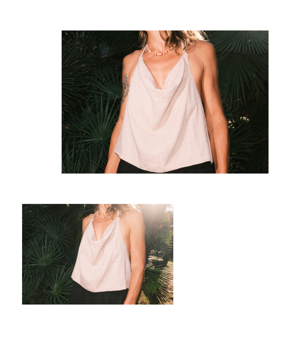 Top con cuello volcado y espalda descubierta